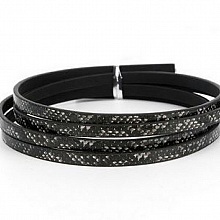 Cuir 05 mm Noir dessin peau de serpent 1 mètre
