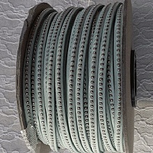 Cuir Bille Bleu Pastel de 06 mm avec chaînette bille nickel free par 20 cm
