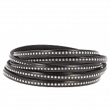 Cuir Bille Noir de 06 mm avec chaînette bille nickel free par 20 cm