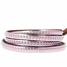 Cuir Bille miroir Rose Métal de 06 mm avec chaînette bille nickel free par 20 cm