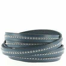 Cuir Bille Bleu Lion de 10 mm avec chaînette bille nickel free par 20 cm