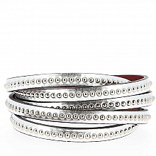 Cuir Bille miroir Argent de 06 mm avec chaînette bille nickel free par 20 cm
