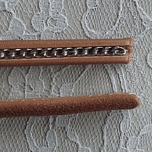 Cuir Régaliz Naturel de 10 mm avec chaîne Argent par 20 cm