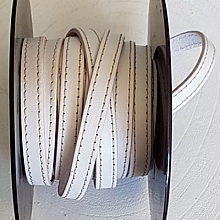 Cuir Plat Veau Blanc 10 mm par 20 cm Cousu 2 fils beige