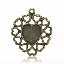 1 support cabochon Coeur N°01 Bronze