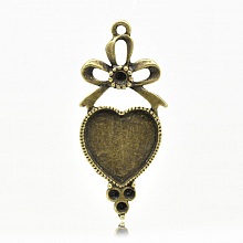 1 support cabochon Coeur N°03 Bronze