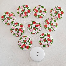 Bouton en bois fleurs 30 mm N°06 x 10 pièces