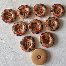 Bouton en bois fleurs 30 mm N°10 x 10 pièces