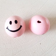 Perle bois tète personnage N°06 Rose
