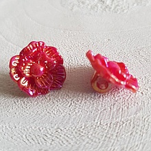 Boutons fantaisie, enfants, bébés Motif Fleur N°02-03 Rouge