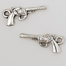 Breloque revolver pistolet N°01 Argent x 10 pièces