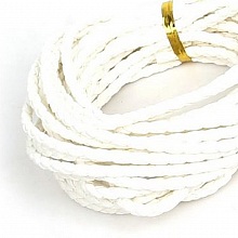 5 mètres Cordon rond simili cuir tressé Blanc 3 mm