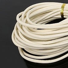 1 mètre Cordon rond cuir lisse Ivoire 3 mm