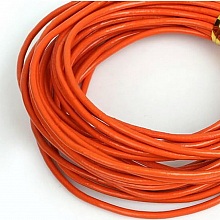 1 mètre Cordon rond cuir lisse Orange 2 mm