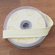 Biais Fantaisie vichy Jaune tout textile  1 Mètre col 09