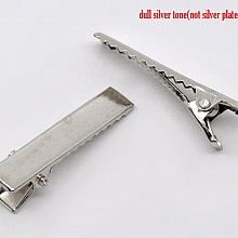 Lot de 50 pinces barrettes Crocodiles - Couleur Argent 32 mm x 7 mm.
