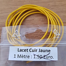 1 mètre Cordon rond cuir lisse Jaune 1 mm
