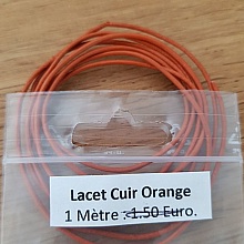 1 mètre Cordon rond cuir lisse Orange 1 mm