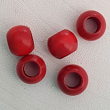 5 Perles Bois Ronde 14/11 mm Rouge