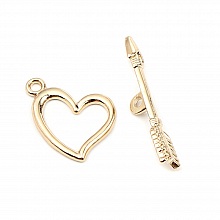 Fermoirs Toggle Motif Cœur et Flèche Plaqué Or 16K N°01