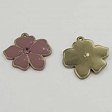 Fleur Métal Émaillé 25 mm Mauve