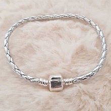 Bracelet Clip Européen tressé Uni 01 DU 15 AU 23 CM Argent