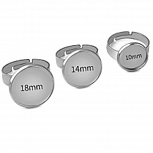 10 supports cabochons bague de 18 mm Argent N°04