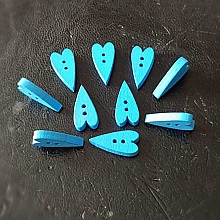 Bouton bois coeur bleu N°02-01