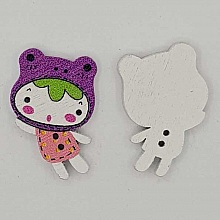 Bouton bois fille mauve N°01-03