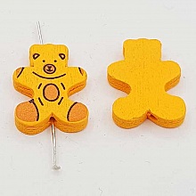 Perle bois forme ours orange N°01-07.