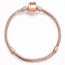 Bracelet Clip Européen 20cm fermoir Lisse Doré Rosé