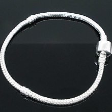 Bracelet Clip Européen 16 cm fermoir Lisse Plaqué Argent 925