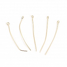 10 Clous 50 mm tête œil Plaqué Or 18K