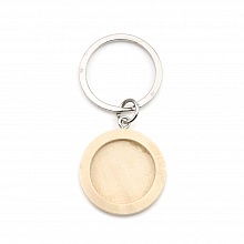 Support cabochon Porte clé 20 mm Bois N°01