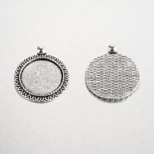 2 supports cabochons de 25mm argent, pendentifs cabochons 17AS