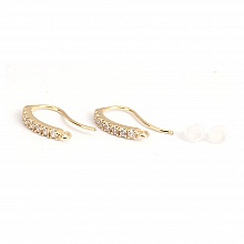 Support boucle d'oreille N°31 Hameçon plaqué Or 18K et Strass Transparent