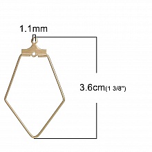 Apprêt losange Doré Support Boucle d'oreille N°02 x 1 pièce