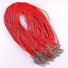 10 Colliers cordons simili cuir diamètre 1.5 mm 40 cm Z6-05-3 Rouge 