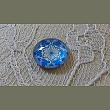 cabochon rond en verre 12mm fleur bleu 031 