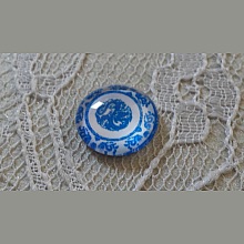 cabochon rond en verre 12mm fleur bleu 029 