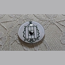 cabochon rond en verre 10mm oiseaux 023 