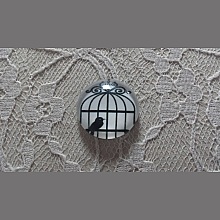 cabochon rond en verre 10mm oiseaux 007 