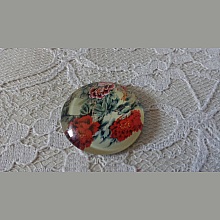 cabochon rond en verre 25mm fleur 01-042 