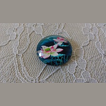 cabochon rond en verre 25mm fleur 01-032 