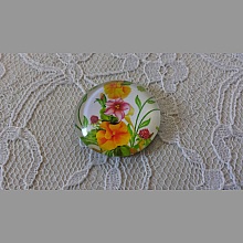 cabochon rond en verre 25mm fleur 01-028 
