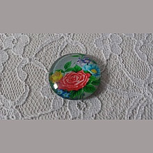 cabochon rond en verre 25mm fleur 01-005 