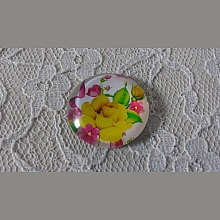 cabochon rond en verre 25mm fleur 01-002 