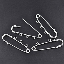 Lot 20 Supports Broches Épingle à Nourrice Argenté 3 anneaux 70x20mm N°003 