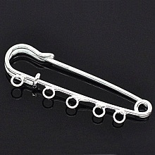 Support Broche Épingle à Nourrice Argenté 5 anneaux 50x15 mm N°001-par1 