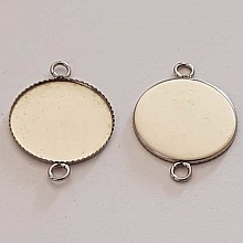 Support cabochon rond 18 mm Acier Inoxydable 2 Anneaux